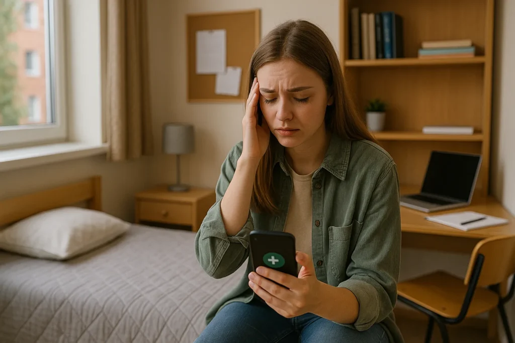 Student seeking help with mental health app