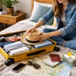 Student packing for their summer school abroad