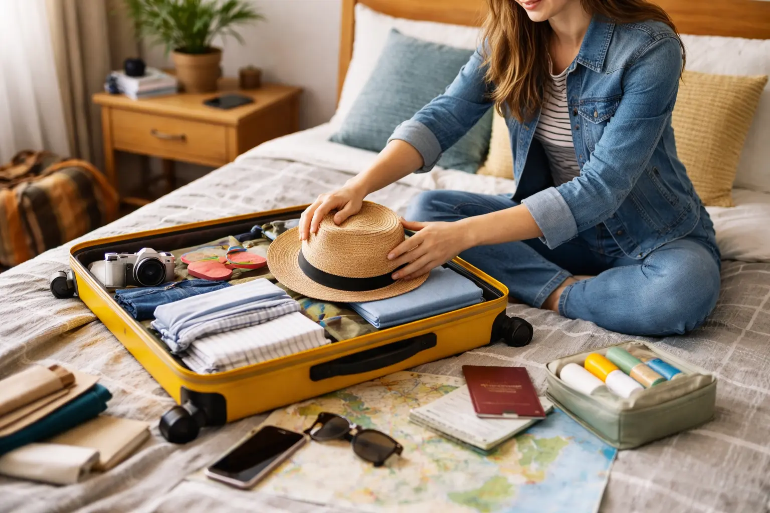 Student packing for their summer school abroad