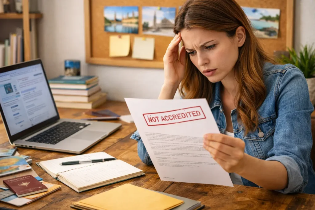 A student concerned about their summer school not being accredited. 