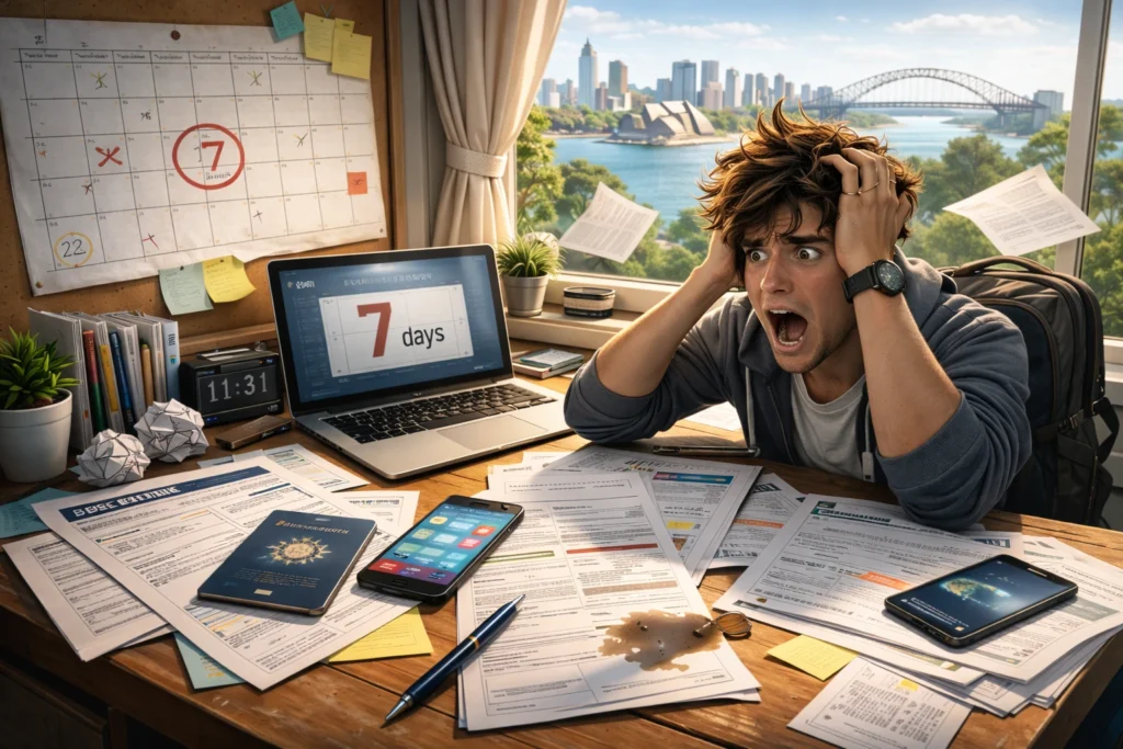 Student panicking about deadlines and submission dates